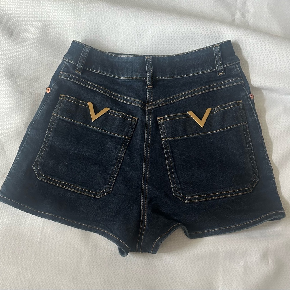VALENTINO VGold Logo Denim Shorts Size 24